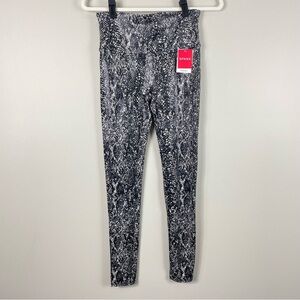 Spanx Leggings Womens Medium Faux Leather Snake Shine Grey Pants Athletic